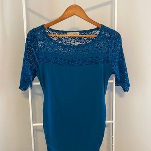 Kimi + Kai Lace Maternity Dress, Size Medium, Teal